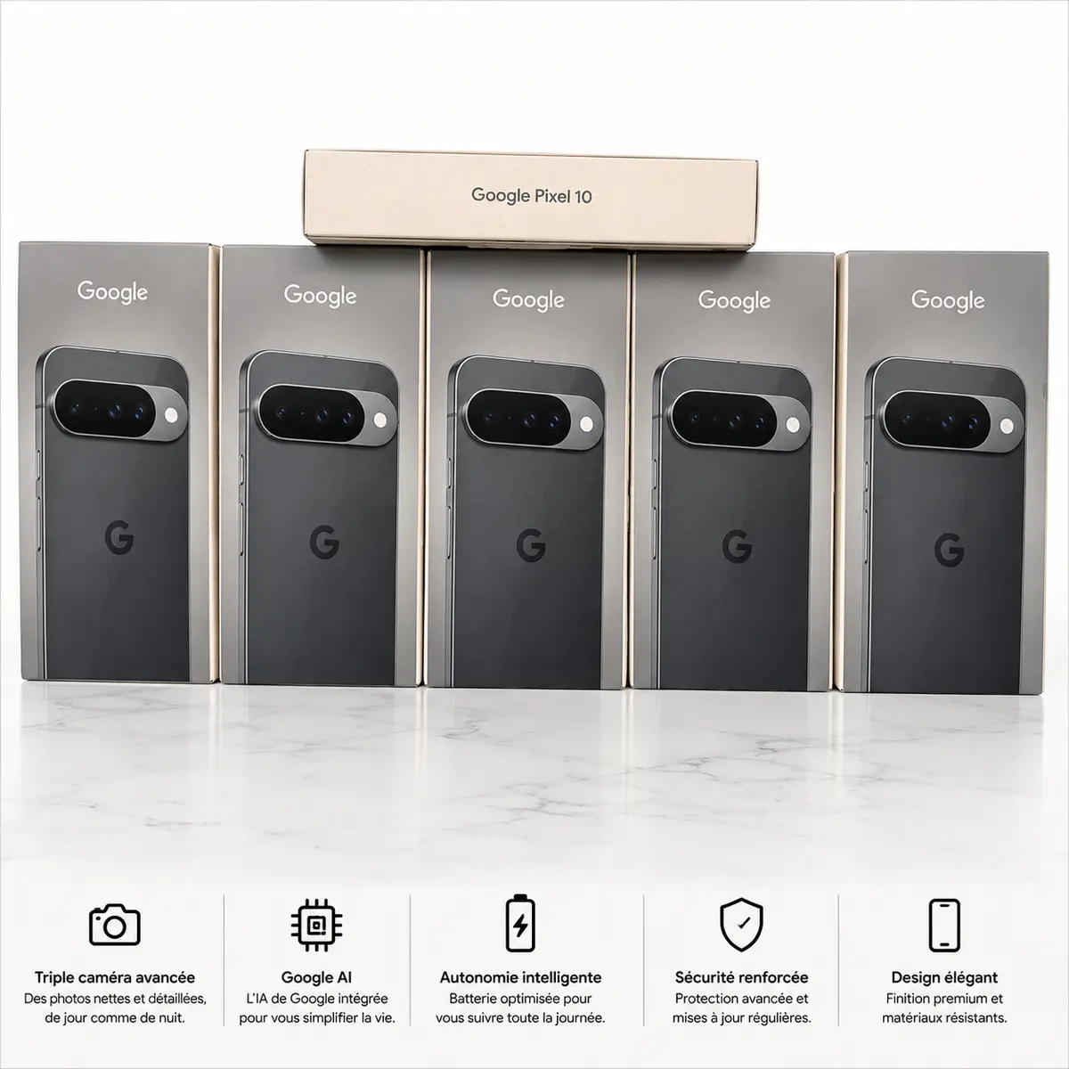 GOOGLE PIXEL 10 – TENSOR G5 – 128GB – 12GB RAM – DUAL SIM 5G – OLED 6.3″ 120HZ – TRIPLE CAMÉRA 48MP – 4970 MAH – OBSIDIAN BLACK PIXEL 10
