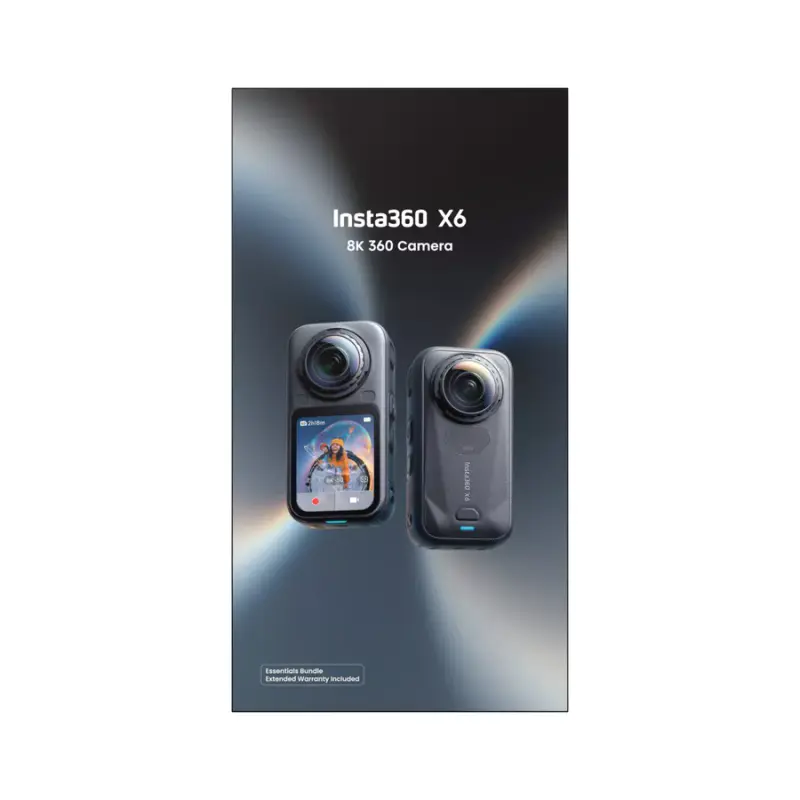 INSTA360 X6 ESSENTIALS BUNDLE – CAMÉRA D’ACTION 360 – 8K – PHOTO 120MP – 2600MAH – MIDNIGHT BLACK – PACK ACCESSOIRES – BLACK