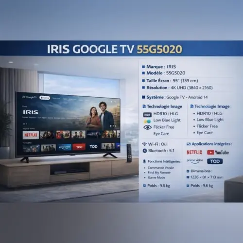 TV IRIS G5020 50″ GOOGLE TV – 4K UHD – 2GB – 32GB – ANDROID – BLUETOOTH – DOLBY AUDIO – EYE CARE – GOOGLE CAST