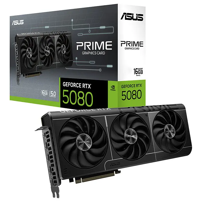 ASUS PRIME GEFORCE RTX 5080 16GB GDDR7 – CARTE GRAPHIQUE – 16GB GDDR7 – PCI EXPRESS 5.0 – HDMI 2.1B – 3X DISPLAYPORT 2.1B – DLSS 4