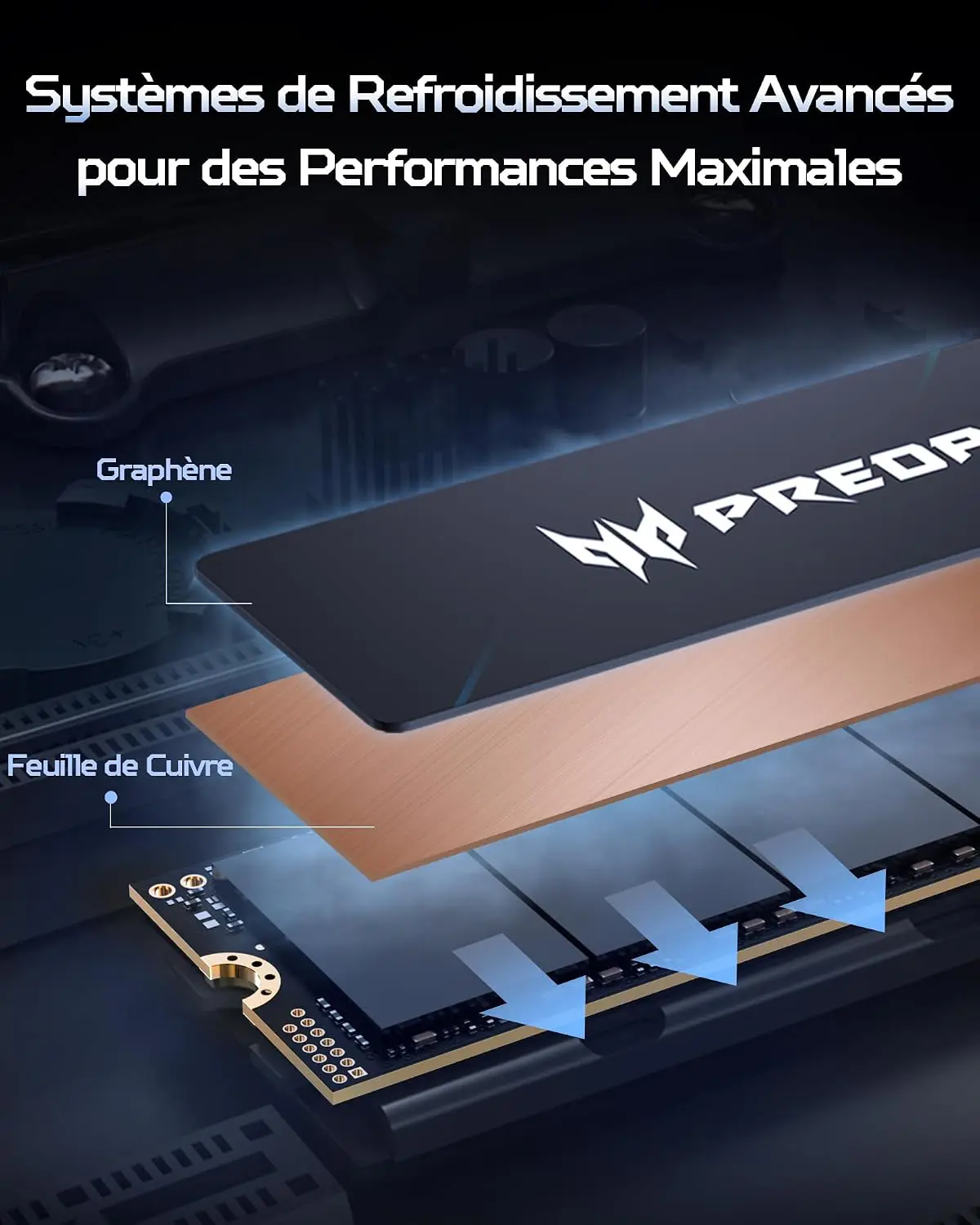 DISQUE SSD ACER PREDATOR GM9 – 1TO – M.2 2280 – NVME – PCIE 5.0 X4 – JUSQU’À 14500 MB/S LECTURE – 7300 MB/S ÉCRITURE – NVM EXPRESS – ORIGINAL