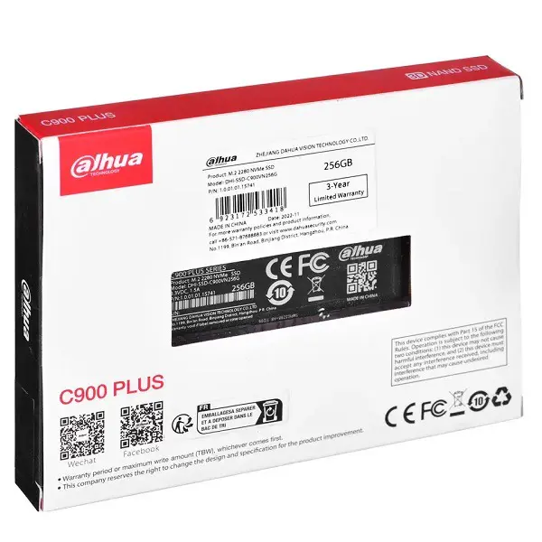 DAHUA C900 PLUS 512GB – DISQUE DUR SSD M.2 NVMe – PCIe 3.0 x4 GEN 3 – 3300 MB/s – 3D NAND – BLACK