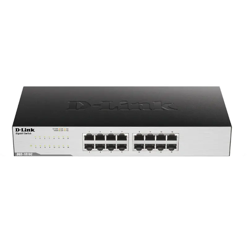 D-LINK SWITCH 16 PORT GIGABIT DGS-1016C – PLUG N PLAY – 1000 MBPS – MDI/MDIX – 9,3 WATTS – 32GBPS –