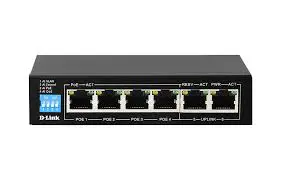 D-LINK DGS-F1006P-E SWITCH 6 PORTS GIGABIT – 4 POE – CCTV – 65W – PLUG AND PLAY – MURAL – MÉTAL
