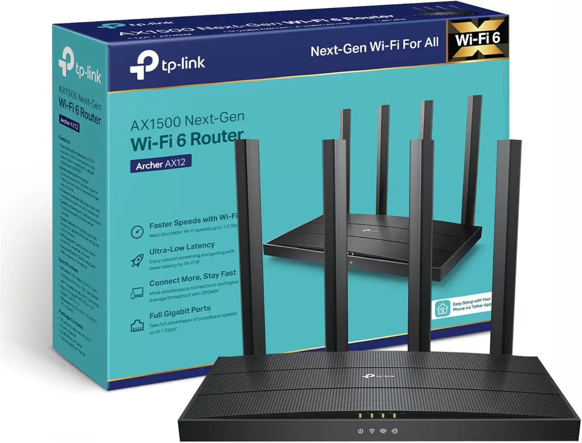 TP -LINK ARCHER AX12 -ROUTEUR WIFI 6 AX 1500 – 2.4 GHZ ET 5 GHZ -MU -MIMO – OFDMA – IPV 6 – BLACK