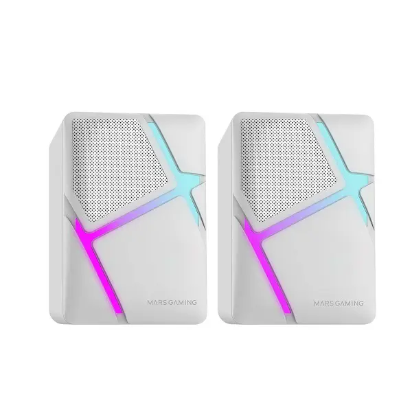 MARS GAMING MS-H – SPEAKER PC 10W – COMPACTES – jack 3,5 mm – MUSIC & GAMING – RVB LIGHTNING – WHITE