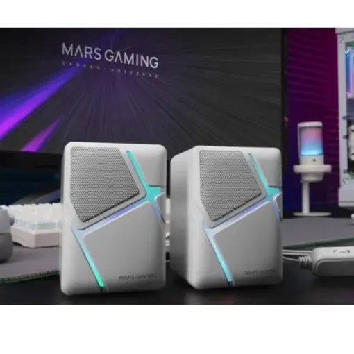 MARS GAMING MS-H – SPEAKER PC 10W – COMPACTES – jack 3,5 mm – MUSIC & GAMING – RVB LIGHTNING – WHITE