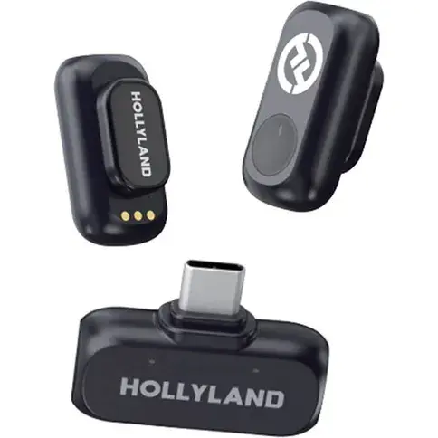 HOLLYLAND LARK A1 MINI DUO – MICROPHONE SANS FIL LAVALIER – USB-C – HAUTE QUALITÉ – BLACK