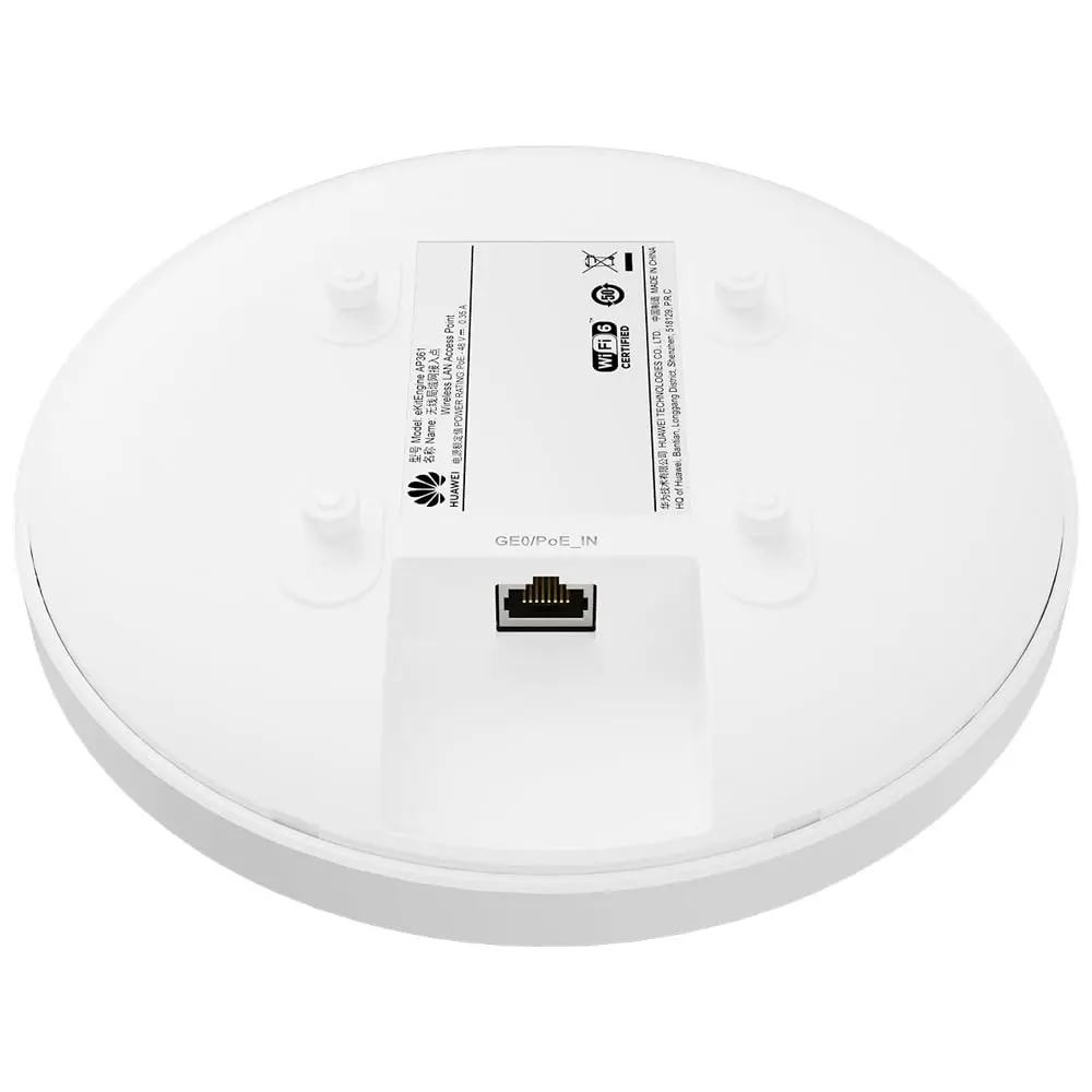 HUAWEI eKitEngine AP361 – POINT D ACCÈS WI-FI 6 – 1AX INDOOR – 2+2 DUAL BAND -5GHZ -1,775 Gbps -18M