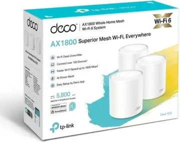 TP-LINK DECO X20 3PACK – ROUTEUR WIFI6 AX1800 MESH – 1800 MBPS – 5GHZ – OFDMA – MU-MIMO -ETHRENET