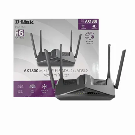 D-LINK DSL-X1852E – MODEM ROUTER AX1800 – WIFI6 MESH – ADSL2+/VDSL2 – DUAL CORE -1800 MBPS – MU-MIMO