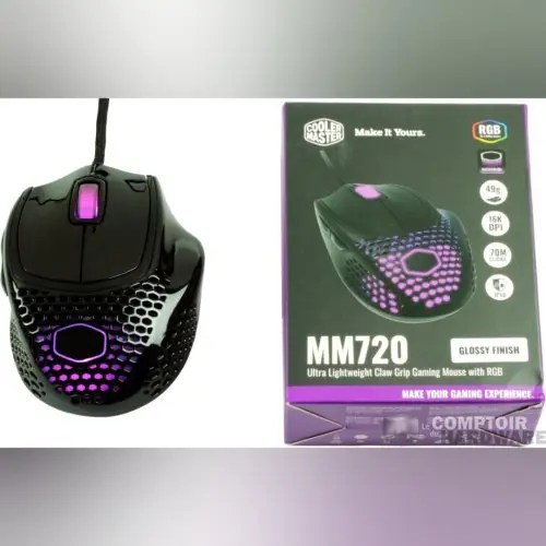 SOURIS GAMING COOLER MASTER MM720 – RGB – 16000 DPI – ULTRA LÉGÈRE – HAUTE PERFORMANCE – BLACK & WHITE