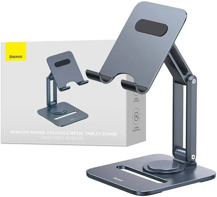 BASEUS DESKTOP BIAXIAL FOLDABLE METAL STAND – POUR TABLETTE – ALLIAGE ALUMINIUM – GRIS SIDÉRAL