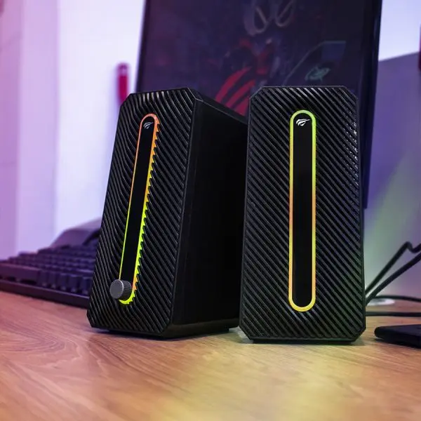 HAVIT SK216 – HAUT-PARLEURS USB 2.0 – SON STÉRÉO – RGB LIGHTING – DESIGN COMPACT – BLACK