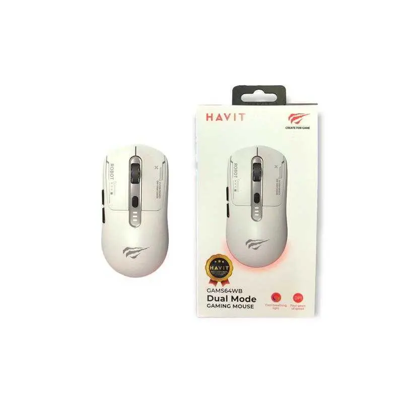 HAVIT GAMS64WB – SOURIS GAMING SANS FIL – 2.4GHZ + BLUETOOTH – RGB – COMPACT – ERGONOMIQUE – WHITE