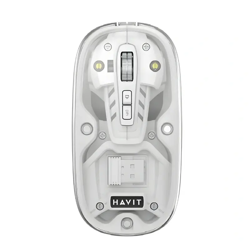 HAVIT MS62WB PRO – SOURIS GAMING SANS FIL – BLUETOOTH + 2.4GHZ – RECHARGEABLE – DPI AJUSTABLE – DESIGN ERGONOMIQUE – WHITE