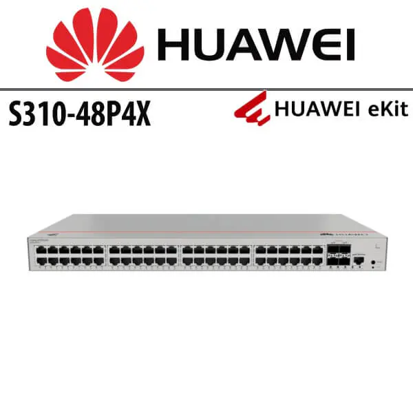 HUAWEI eKIT ENGINE S310-48P4X – SWITCH MANAGEABLE L2+ – 48 PORTS GIGABIT POE+ – 4 PORTS 10GE SFP+ – RACKABLE RACK 1U – 98012385