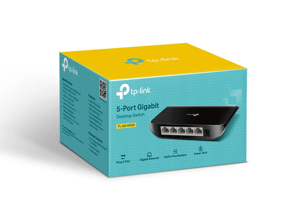TP-LINK SWITCH DE BUREAU TL-SG1005D – 5 PORTS GIGABIT – 1000 MBPS – NOIR