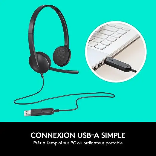 LOGITECH H340 – CASQUE MICRO USB – STÉRÉO NUMÉRIQUE – PC ET LAPTOP – ANTI-BRUIT INTÉGRÉ – BLACK