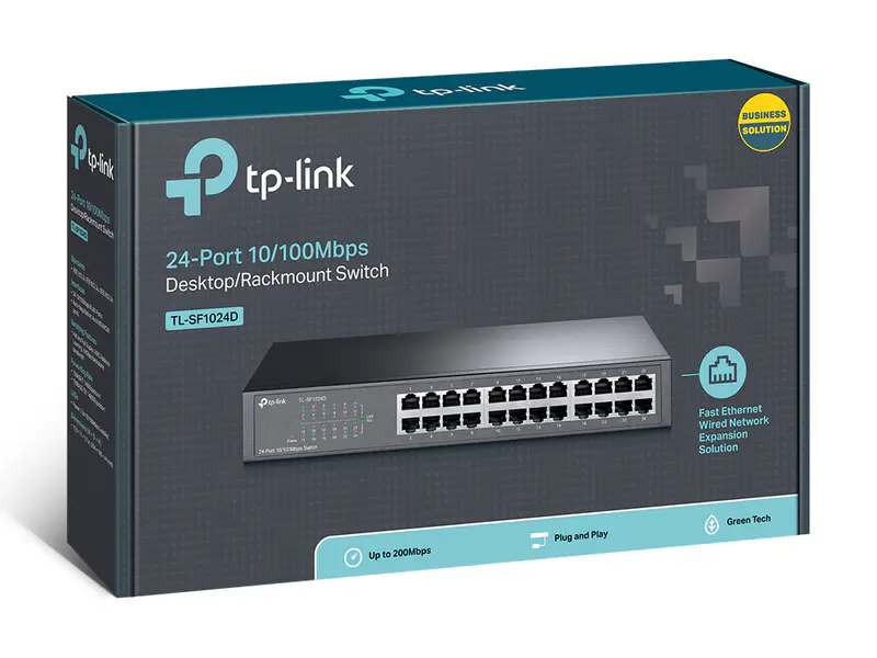 TP-LINK TL-SF1024D – SWITCH DESKTOP & RACKABLE 24 PORTS – 10/100 MBPS – FAST ETHERNET -PLUG & PLAY
