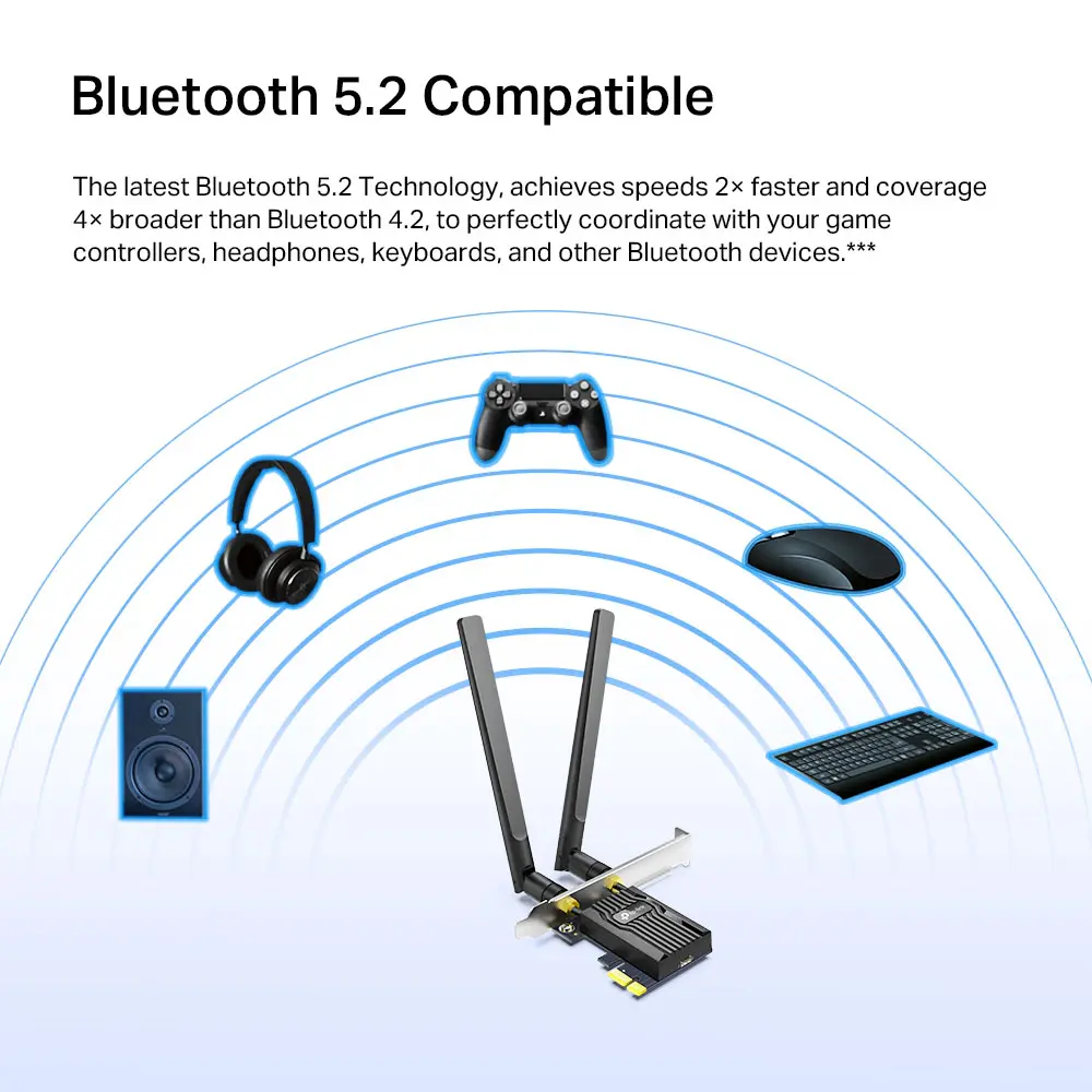 TP-LINK ARCHER TX55E – ADAPTATEUR PCIE WIFI 6 AX3000 BLUETOOTH 5.2 – 2402 MBPS – 5 GHZ – 2 ANTENNES