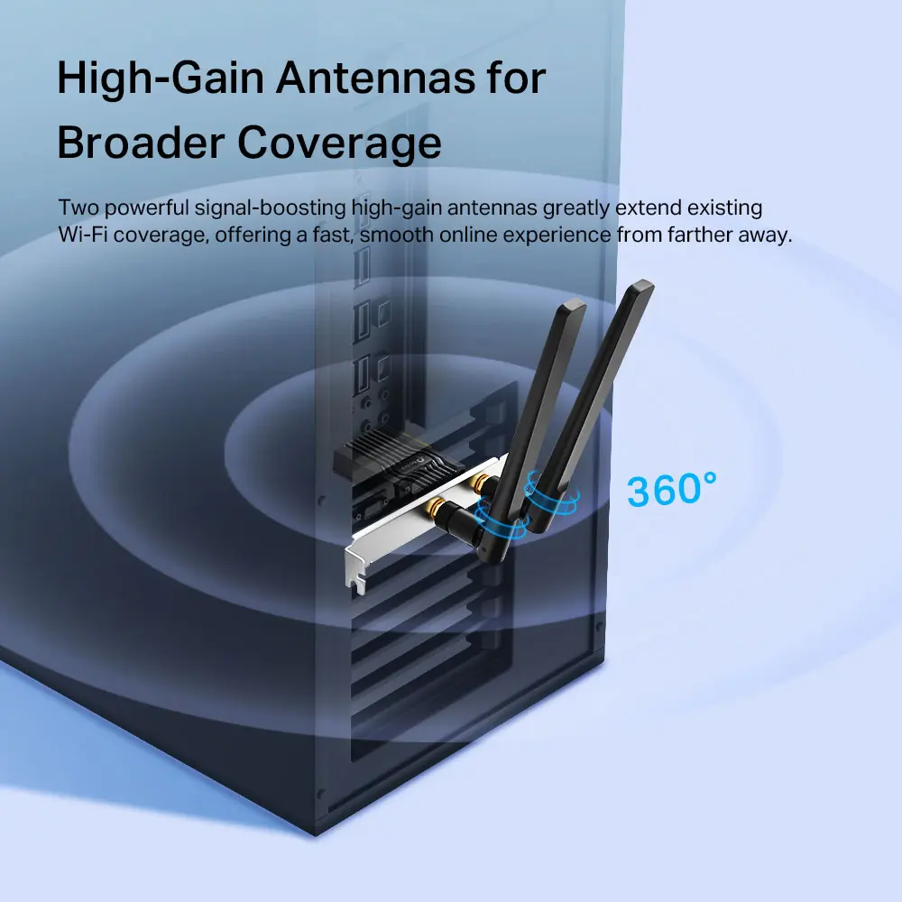 TP-LINK ARCHER TX55E – ADAPTATEUR PCIE WIFI 6 AX3000 BLUETOOTH 5.2 – 2402 MBPS – 5 GHZ – 2 ANTENNES
