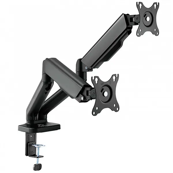 VORTEX VRX46-C024E – SUPPORT DOUBLE ÉCRAN – 17″ À 32″ -2 x 9KG -FIXATION BUREAU -VESA 75/100 – BLACK