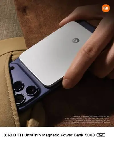 XIAOMI ULTRATHIN MAGNETIC POWER BANK 5000MAH – CHARGE SANS FIL 15W – MAGSAFE – USB-C – ULTRA-FINE – GRIS