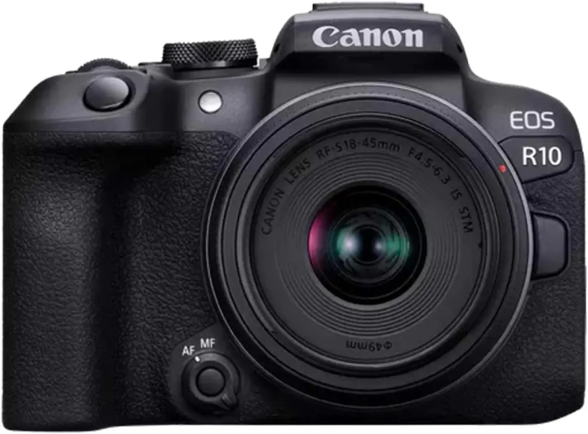 CANON EOS R10 – APPAREIL PHOTO HYBRIDE 4K + OBJECTIF RF-S 18-45mm – F4.5-6.3 IS STM – 24.2 MLPXL – LDC – BLACK