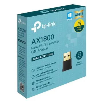 TP-LINK ARCHER TX20U NANO – CLÉ WI-FI 6 USB AX1800 – DOUBLE BANDE – MU-MIMO – BEAMFORMING – NOIR