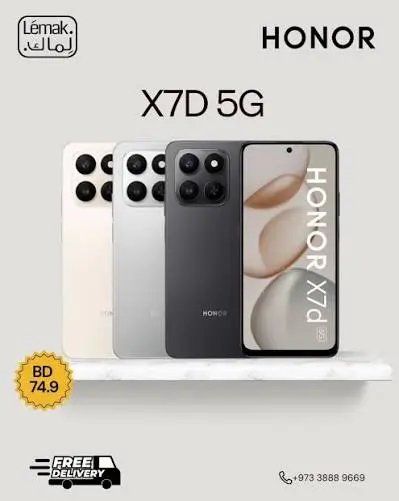 HONOR X7D 5G – SNAPDRAGON 6S GEN 3 – 8GB – 256GB – DUAL SIM – 50 MPXL – DOUBLE CAMÉRA AI – 6.77″ HD+120HZ – 6500 MAH – NFC X7D 5G