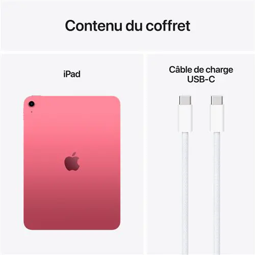 APPLE IPAD A16 – 128GB – WI-FI ONLY – 10.9″ ÉCRAN RETINA – 12 MP – HAUT-PARLEURS STÉRÉO – BOITE SCELLÉE – PINK