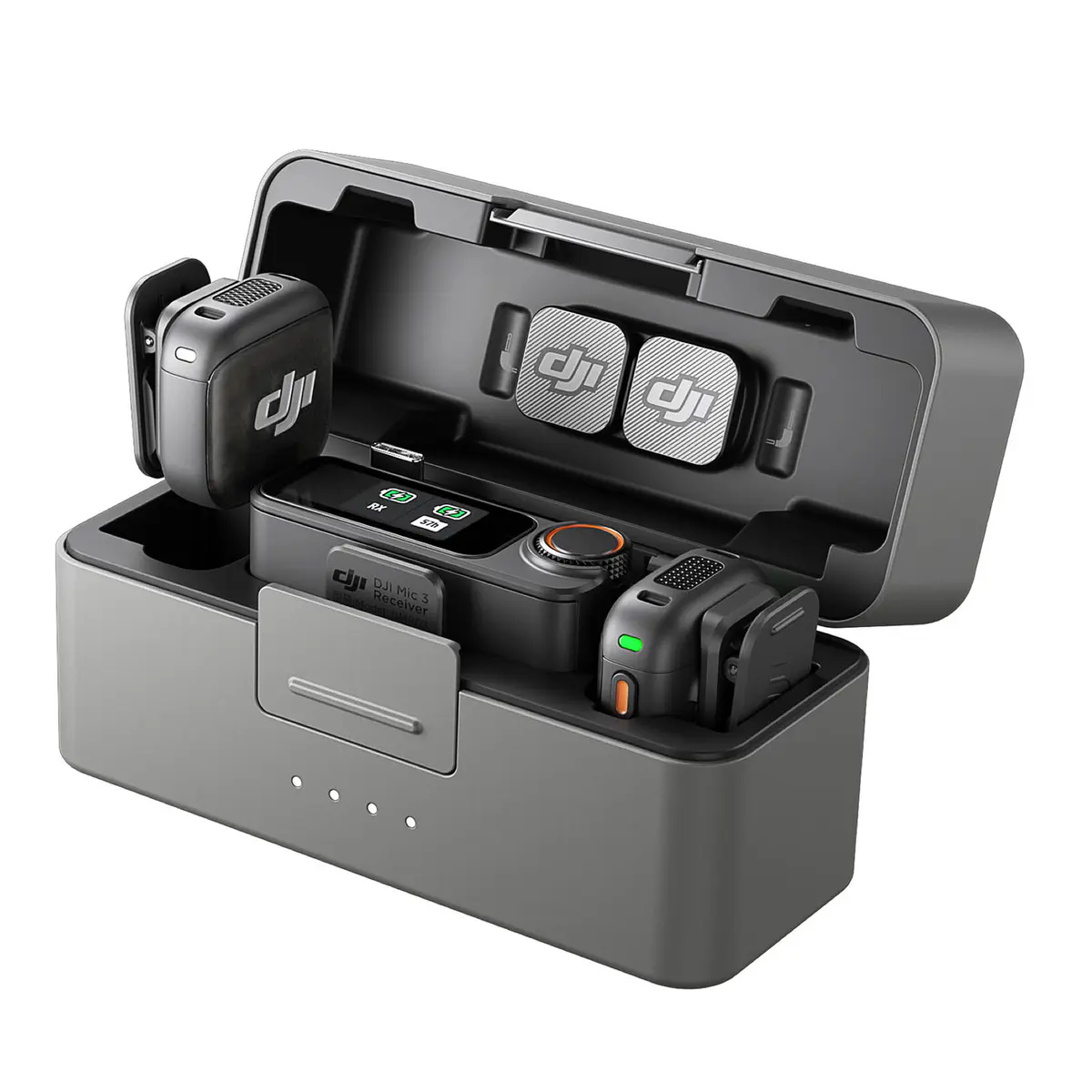 DJI MIC 3 – MICROPHONE SANS FIL – 2 ÉMETTEURS TX + 1 RÉCEPTEUR RX – BOÎTIER DE CHARGE – NC – BLACK