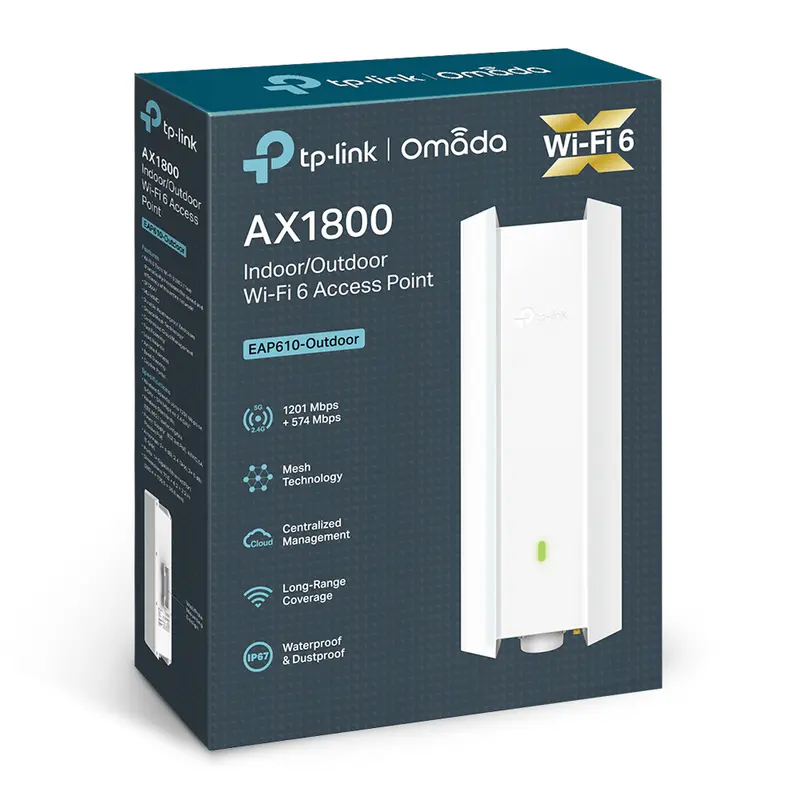 TP-LINK EAP610 OUTDOOR – POINT D’ACCÈS AX1800 WIFI6 – INDOOR OUTDOOR IP67 – MESH OMADA – BLANC
