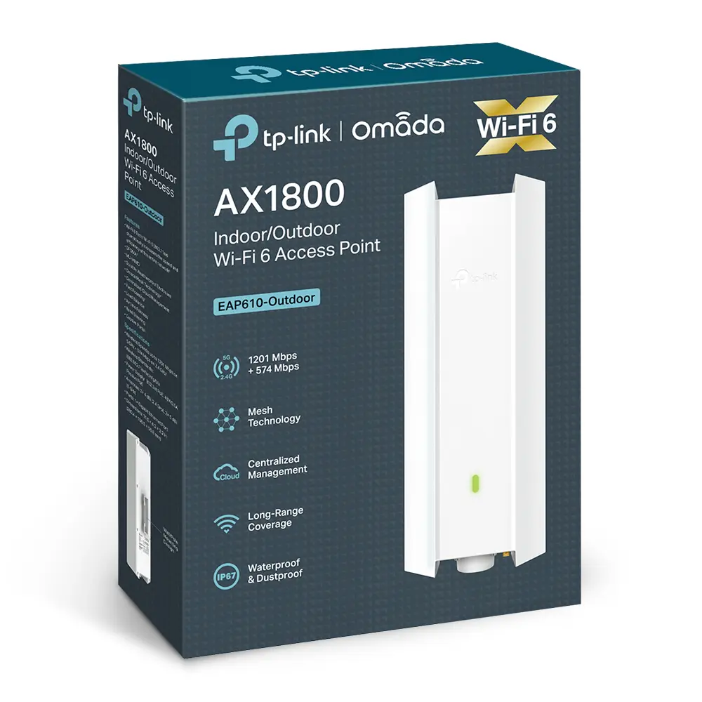 TP-LINK EAP610 OUTDOOR – POINT D’ACCÈS AX1800 WIFI6 – INDOOR OUTDOOR IP67 – MESH OMADA – BLANC