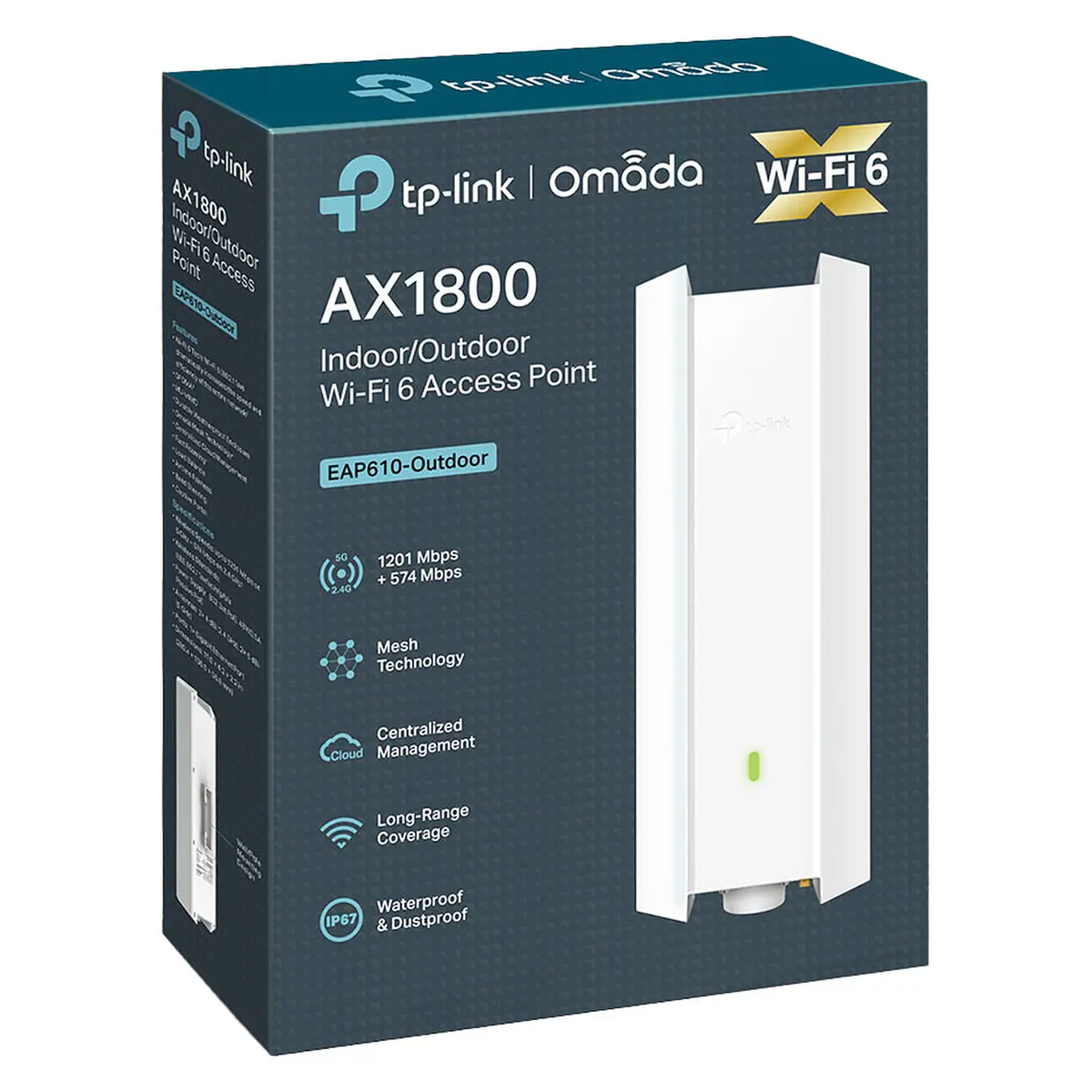 POINT DACCÈS TP-LINK EAP650-OUTDOOR – WIFI 6 AX3000 – DOUBLE BANDE – JUSQUÀ 3 GBIT/S – POE+ – IP67 – OMADA SDN – ORIGINAL