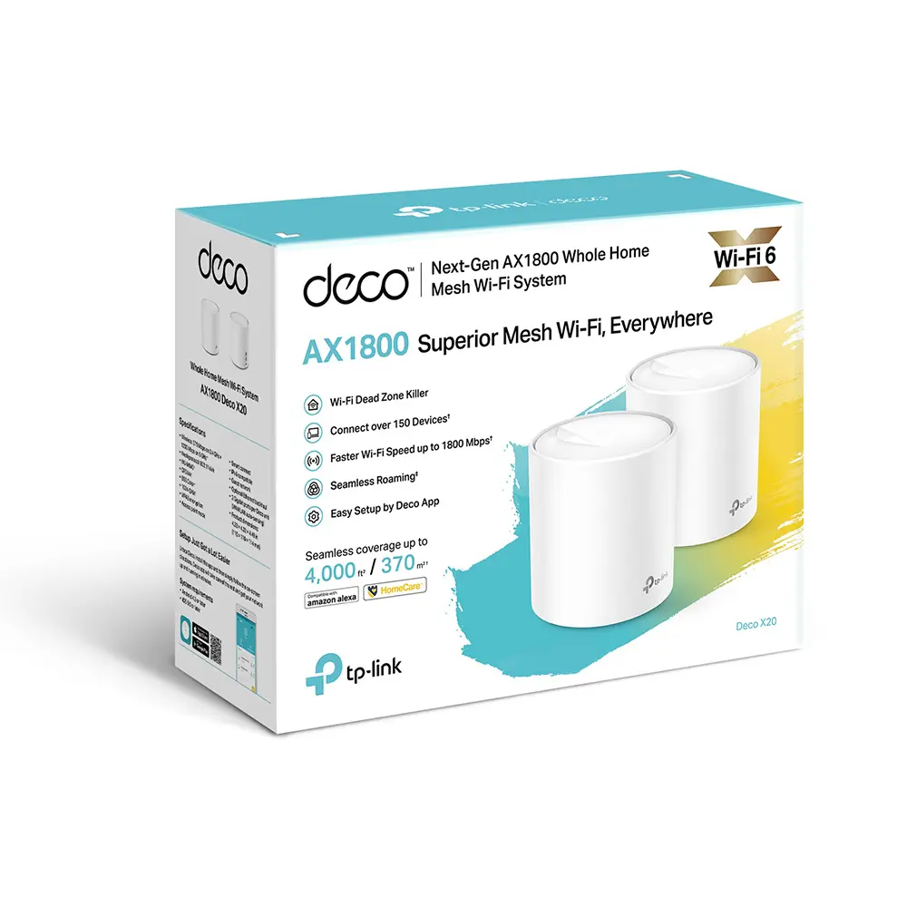 TP-LINK DECO X20 2PACK – ROUTEUR WIFI6 AX1800 MESH – 1800 MBPS – 5GHZ – OFDMA – MU-MIMO -ETHRENET
