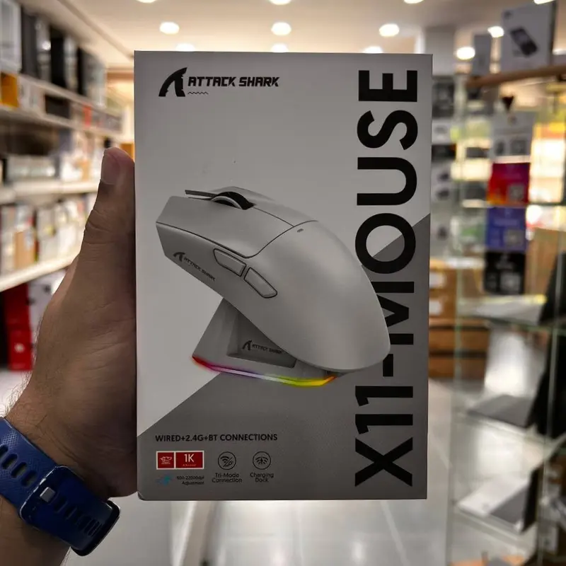 ATTACK SHARK X11- SOURIS FILAIRE & SANS FIL – BLUETOOTH – 5 BOUTONS – 22000 DPI – 1KHZ – RGB – WHITE