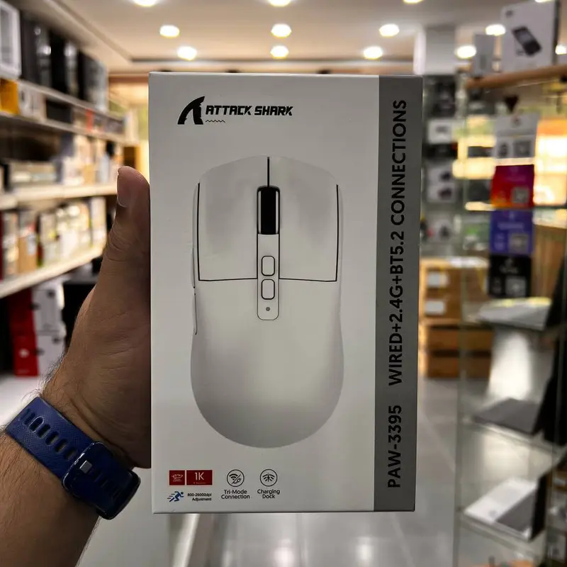 ATTACK SHARK X6 – SOURIS FILAIRE & SANS FIL – BLUETOOTH – USB 2.4G – 7 BOUTONS – 26000 DPI – WHITE