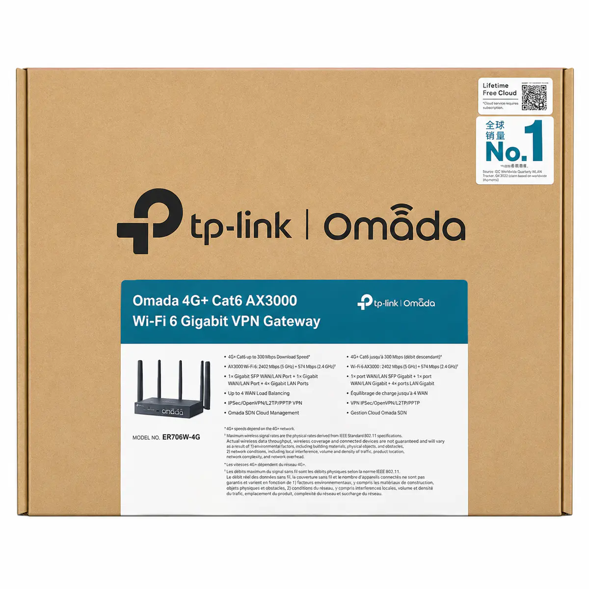 TP-LINK OMADA ER706W – ROUTEUR VPN – WI-FI 6 AX3000 – 1 X SFP 1GBPS + 1 X LAN/WAN GIGABIT + 4 X LAN GIGABIT – FIREWALL AVANCÉ – VLAN – VPN – BLACK