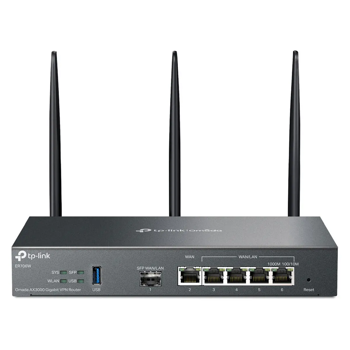 TP-LINK OMADA ER706W – ROUTEUR VPN – WI-FI 6 AX3000 – 1 X SFP 1GBPS + 1 X LAN/WAN GIGABIT + 4 X LAN GIGABIT – FIREWALL AVANCÉ – VLAN – VPN – BLACK