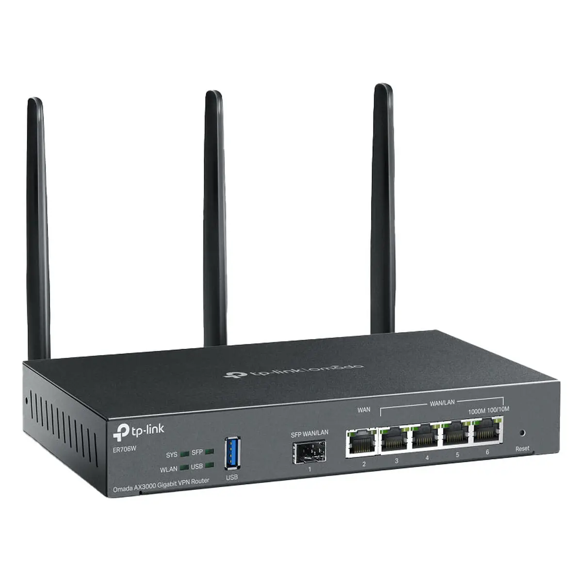 TP-LINK OMADA ER706W – ROUTEUR VPN – WI-FI 6 AX3000 – 1 X SFP 1GBPS + 1 X LAN/WAN GIGABIT + 4 X LAN GIGABIT – FIREWALL AVANCÉ – VLAN – VPN – BLACK