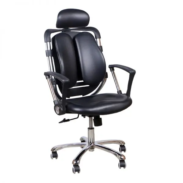 CHAISE OPÉRATEUR 291 – ERGONOMIQUE – DOSSIER AJUSTABLE – APPUI-TÊTE RÉGLABLE- BASE CHROMÉE – NOIR