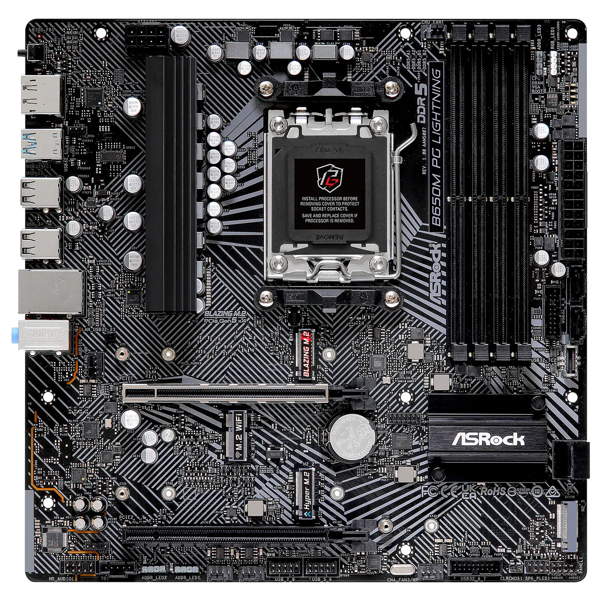 ASROCK B650M PG LIGHTNING – CARTE MÈRE MICRO-ATX – AMD B650 – SOCKET AM5 – DDR5 – PCIE 5.0 – M.2 – LAN 2.5 GBE – BLACK