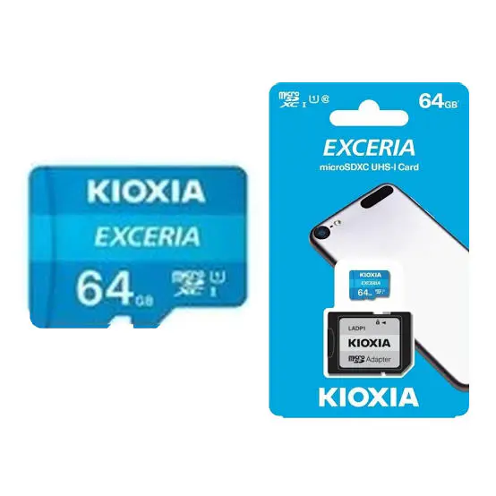 KIOXIA EXCERIA 64GB – CARTE MÉMOIRE – MICROSDXC UHS-I – 64GB – U1 – C10 – AVEC ADAPTATEUR SD – ORIGINAL