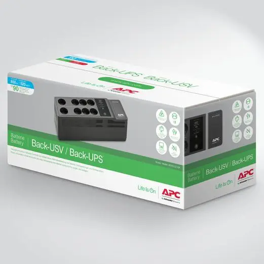 APC BACK-UPS BE850G2-FR – ONDULEUR 850VA – LINE-INTERACTIVE – 520W – 8 PRISES FRAINÇAISE SCHUKO – USB-A & USB-C CHARGING SLOTS – 230V – BLACK – ORIGINALE