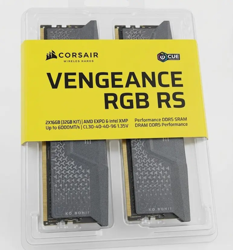 RAM CORSAIR VENGEANCE RGB RS- 32GO KIT 2X16GO – DDR5 6000MHZ – CL36 – DIMM 288 PIN – AMD EXPO – INTEL XMP 3.0 – RGB – NOIR