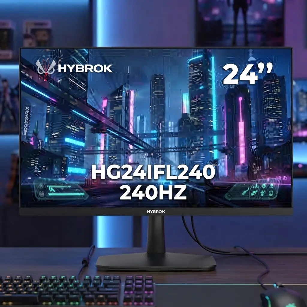 ECRAN HYBROK FLAME HG24IFL240 – GAMING MONITOR 24″ – 240HZ – FULL HD – DALLE IPS – 1MS – DISPLAY PORT – HDMI – NOIR