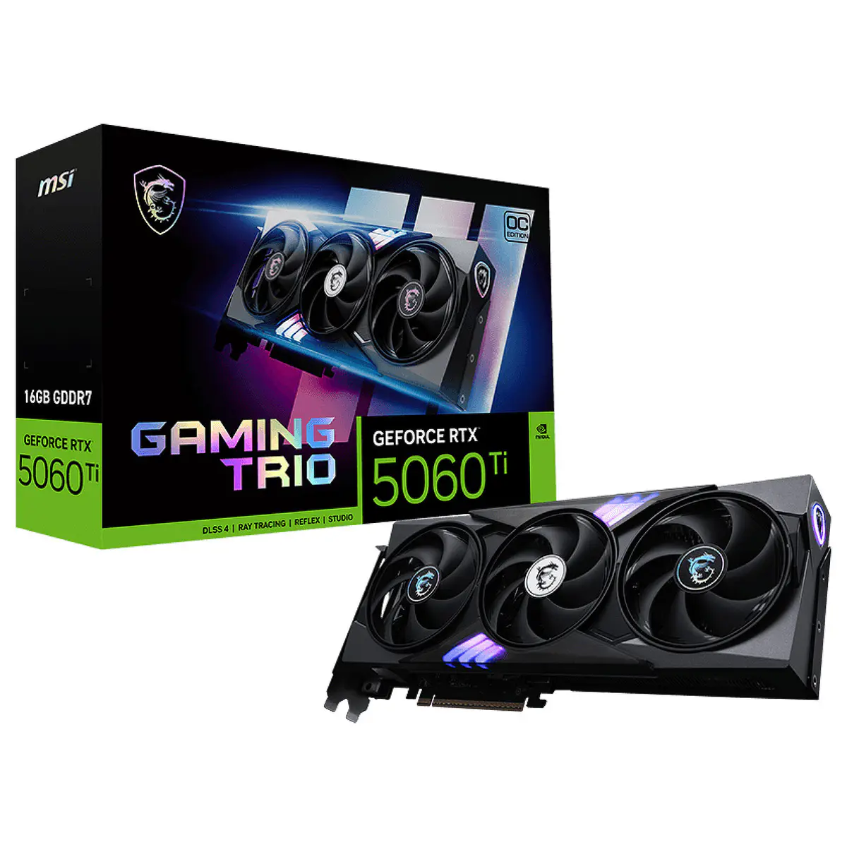 CARTE GRAPHIQUE MSI GEFORCE RTX 5060 Ti GAMING TRIO OC – 16GO GDDR7 – PCIE 5.0 X16 – DLSS 4 – 3X DISPLAYPORT 2.1B – 1X HDMI 2.1B – ORIGINAL