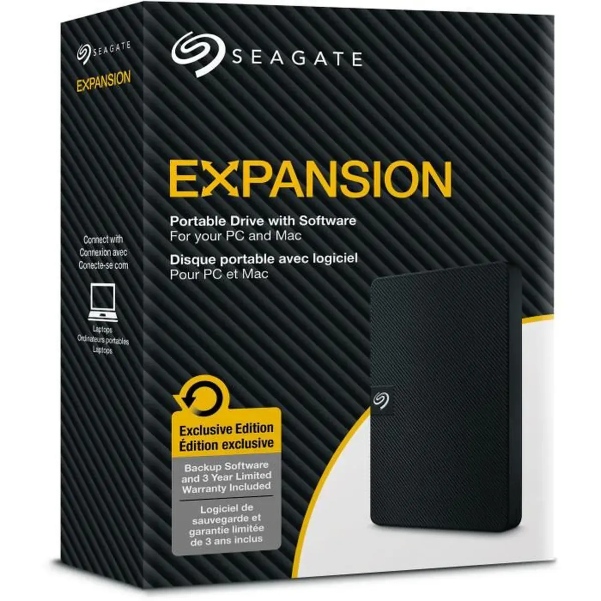 SEAGATE EXPANSION 1TB – USB 3.0 EXTERNAL HARD DRIVE – STK1000400 – WINDOWS & MACOS – BLACK